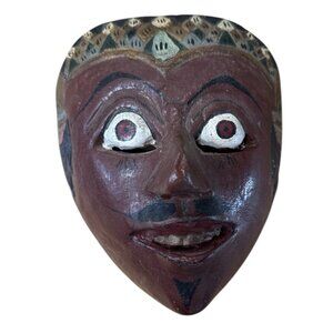 Indonesian Javanese Topeng Wayang Wood Dance Mask Wall Hanging Decor